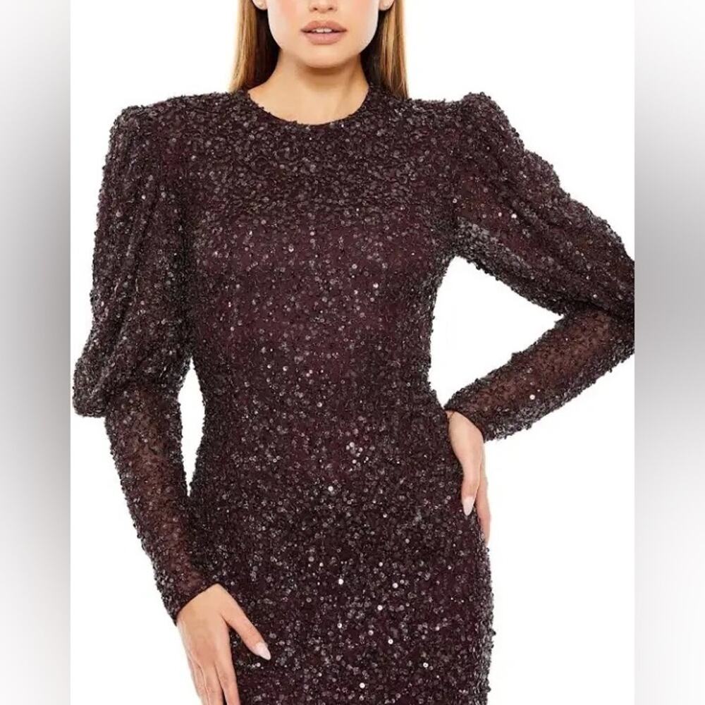 Mac DUGGAL long sleeve maxi dress sequin NWT 24000